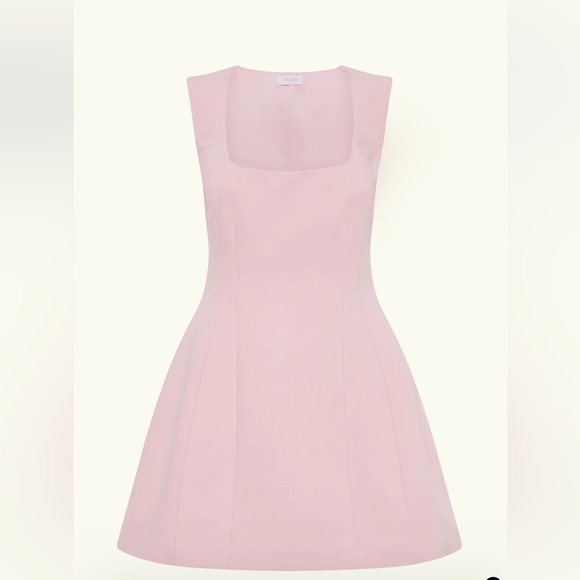 MESHKI Lysandre Crepe Mini Dress Baby Pink - Picture 3 of 5